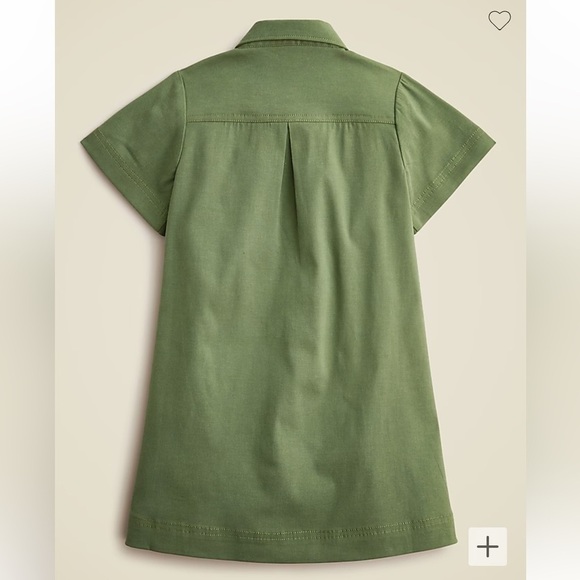 J crew Girls' flower-embellished shirtdress in twill midnight moss - Picture 3 of 5
